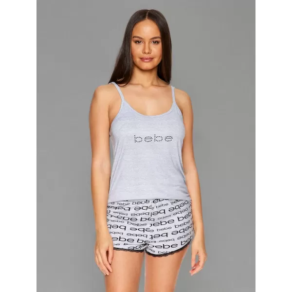 imagebebe Womens 2 Piece Pajama Set Bold Print Tank Top and Pajama Shorts Lounge Sleep SetHeather Grey