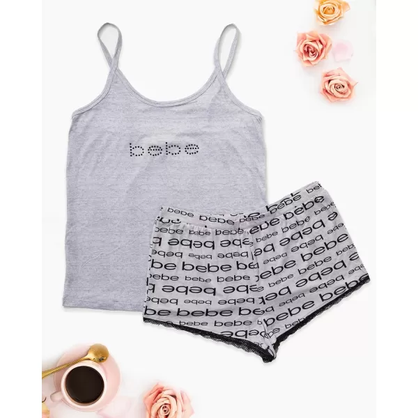 imagebebe Womens 2 Piece Pajama Set Bold Print Tank Top and Pajama Shorts Lounge Sleep SetHeather Grey