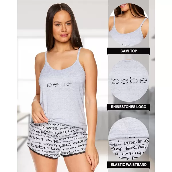 imagebebe Womens 2 Piece Pajama Set Bold Print Tank Top and Pajama Shorts Lounge Sleep SetHeather Grey