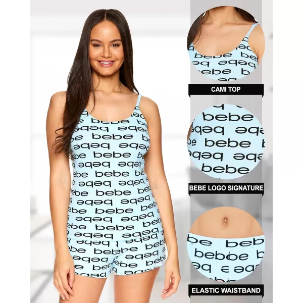 imagebebe Womens 2 Piece Pajama Set Bold Print Tank Top and Pajama Shorts Lounge Sleep SetLight Blue