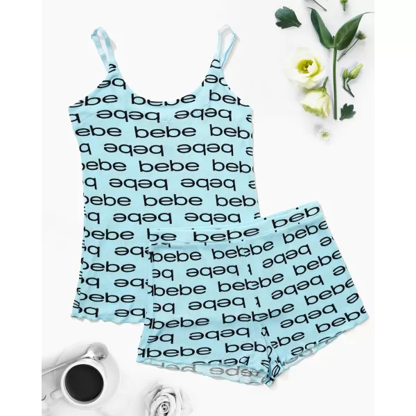 imagebebe Womens 2 Piece Pajama Set Bold Print Tank Top and Pajama Shorts Lounge Sleep SetLight Blue