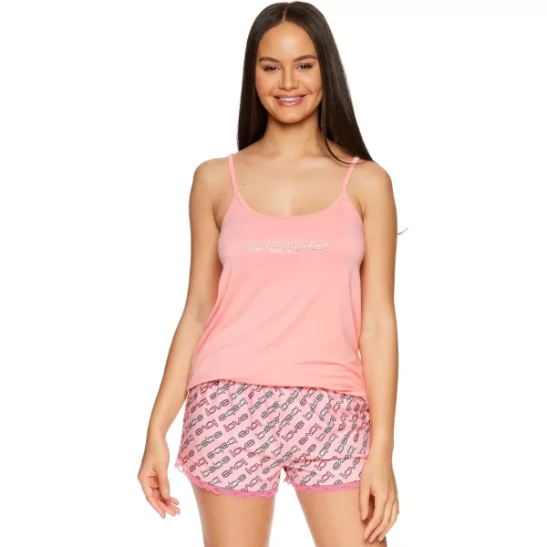 imagebebe Womens 2 Piece Pajama Set Bold Print Tank Top and Pajama Shorts Lounge Sleep SetLight Coral