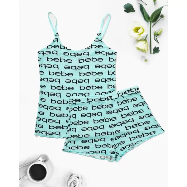 imagebebe Womens 2 Piece Pajama Set Bold Print Tank Top and Pajama Shorts Lounge Sleep SetLight Mint