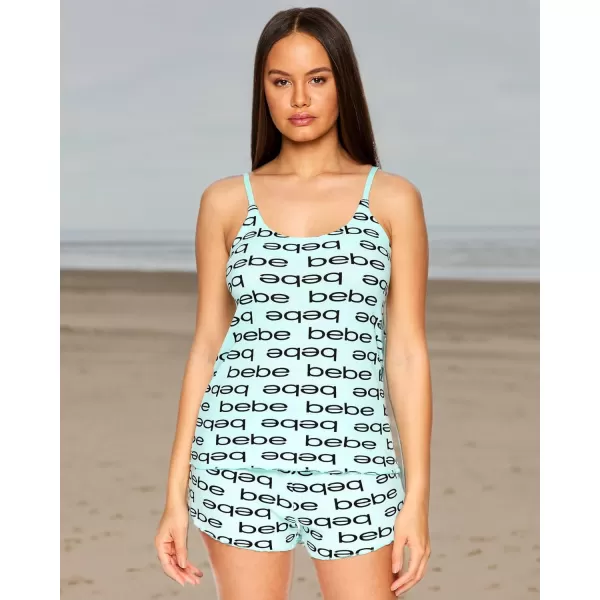 imagebebe Womens 2 Piece Pajama Set Bold Print Tank Top and Pajama Shorts Lounge Sleep SetLight Mint