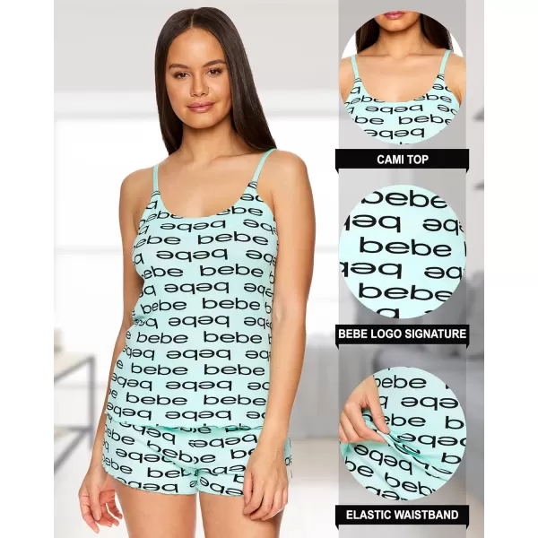 imagebebe Womens 2 Piece Pajama Set Bold Print Tank Top and Pajama Shorts Lounge Sleep SetLight Mint