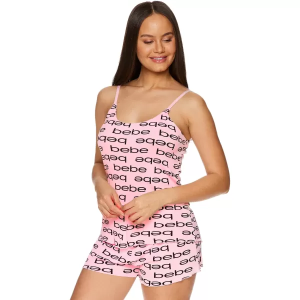 imagebebe Womens 2 Piece Pajama Set Bold Print Tank Top and Pajama Shorts Lounge Sleep SetLight Pink 1