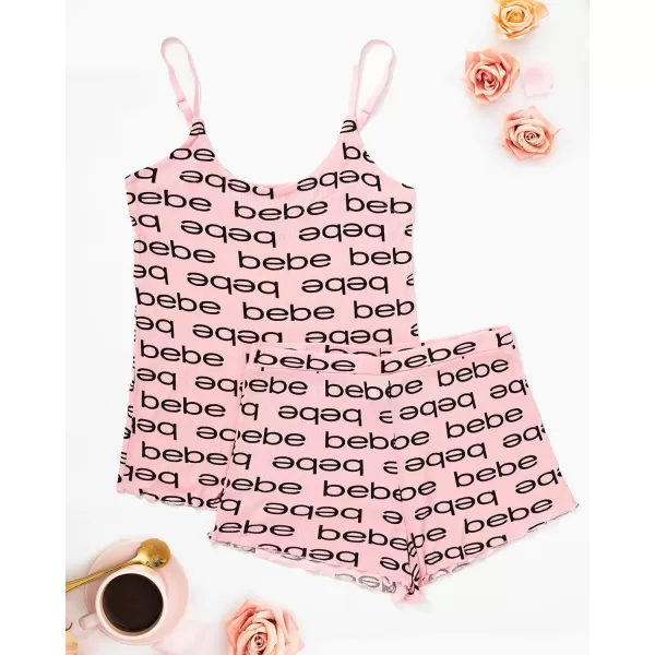 imagebebe Womens 2 Piece Pajama Set Bold Print Tank Top and Pajama Shorts Lounge Sleep SetLight Pink 1