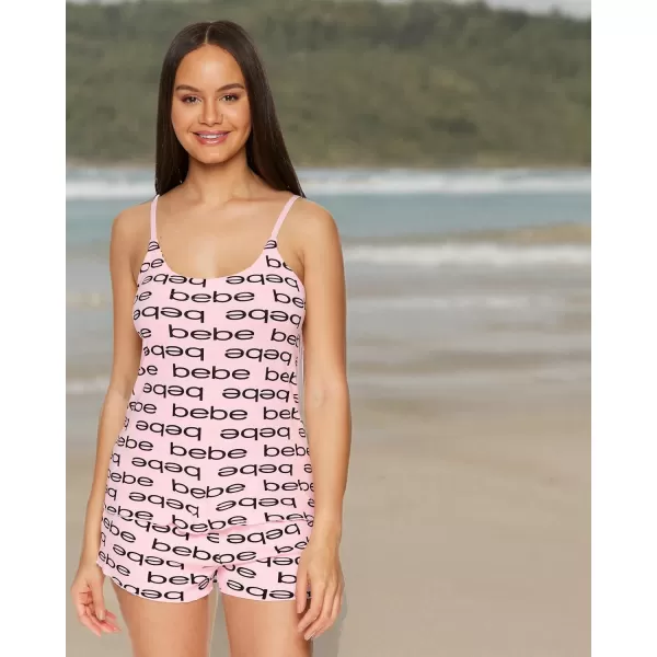 imagebebe Womens 2 Piece Pajama Set Bold Print Tank Top and Pajama Shorts Lounge Sleep SetLight Pink 1