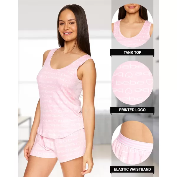 imagebebe Womens 2 Piece Pajama Set Bold Print Tank Top and Pajama Shorts Lounge Sleep SetLight Pink 2