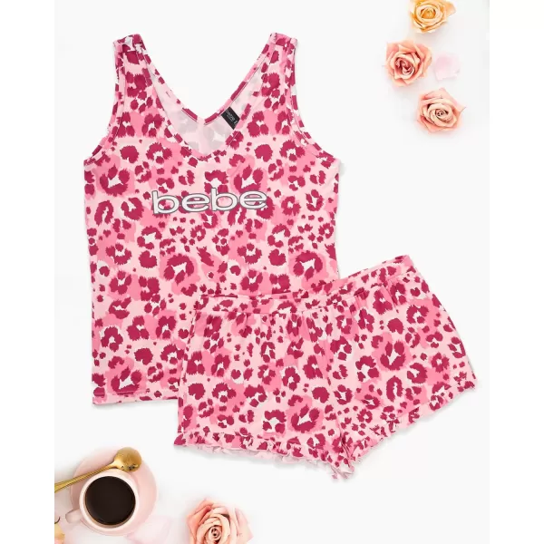 imagebebe Womens 2 Piece Pajama Set Bold Print Tank Top and Pajama Shorts Lounge Sleep SetLight Pink 3