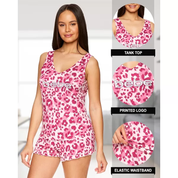 imagebebe Womens 2 Piece Pajama Set Bold Print Tank Top and Pajama Shorts Lounge Sleep SetLight Pink 3