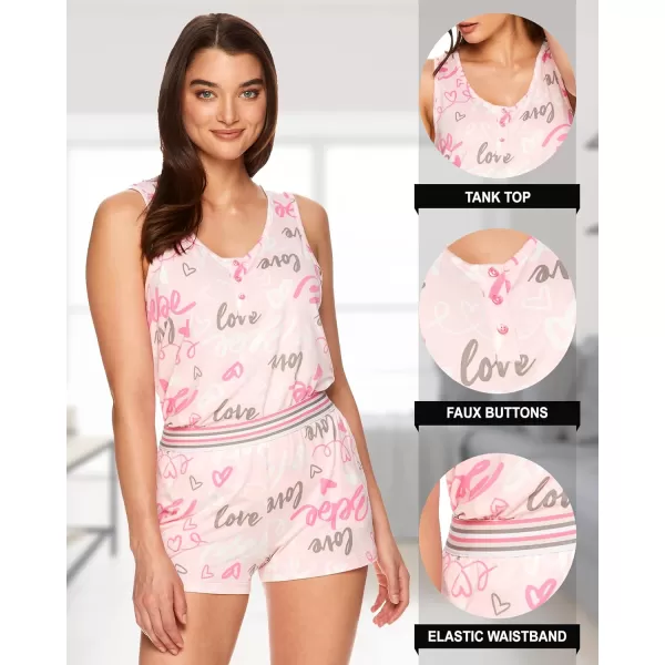 imagebebe Womens 2 Piece Pajama Set Bold Print Tank Top and Pajama Shorts Lounge Sleep SetLight Pink