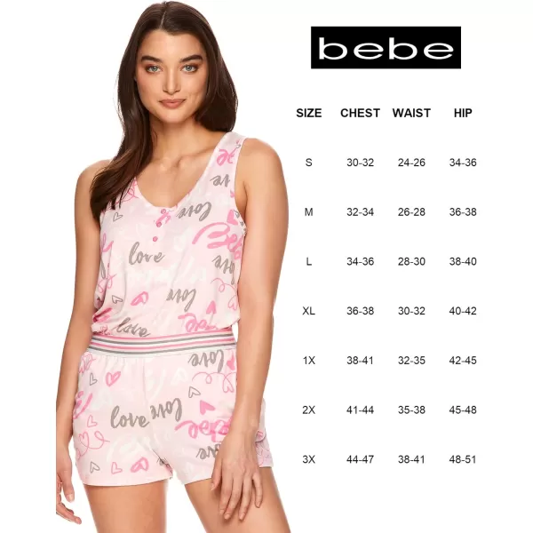 imagebebe Womens 2 Piece Pajama Set Bold Print Tank Top and Pajama Shorts Lounge Sleep SetLight Pink