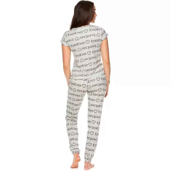 imagebebe Womens Long Sleeve Shirt and Lounge Skinny Pajama Jogger Pants Sleepwear SetHeather Grey