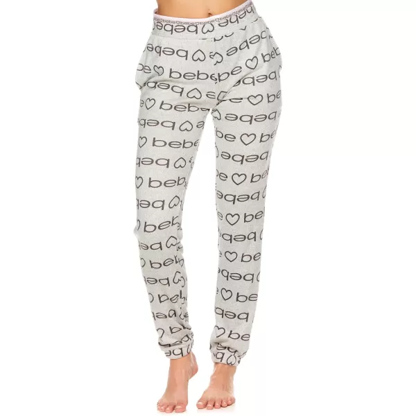 imagebebe Womens Long Sleeve Shirt and Lounge Skinny Pajama Jogger Pants Sleepwear SetHeather Grey