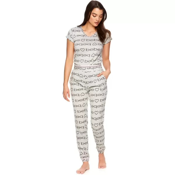 imagebebe Womens Long Sleeve Shirt and Lounge Skinny Pajama Jogger Pants Sleepwear SetHeather Grey