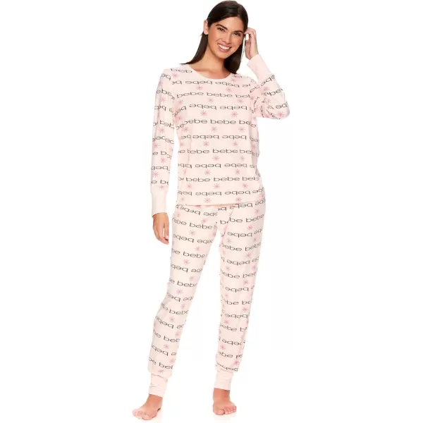 imagebebe Womens Long Sleeve Shirt and Lounge Skinny Pajama Jogger Pants Sleepwear SetLight Pink