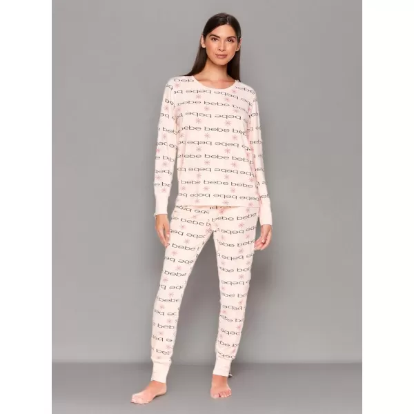 imagebebe Womens Long Sleeve Shirt and Lounge Skinny Pajama Jogger Pants Sleepwear SetLight Pink