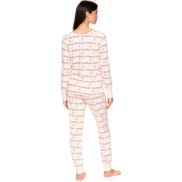 imagebebe Womens Long Sleeve Shirt and Lounge Skinny Pajama Jogger Pants Sleepwear SetLight Pink