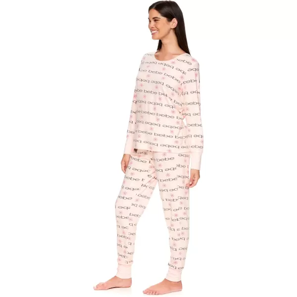 imagebebe Womens Long Sleeve Shirt and Lounge Skinny Pajama Jogger Pants Sleepwear SetLight Pink
