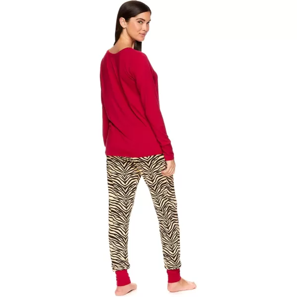 imagebebe Womens Long Sleeve Shirt and Lounge Skinny Pajama Jogger Pants Sleepwear SetSangria