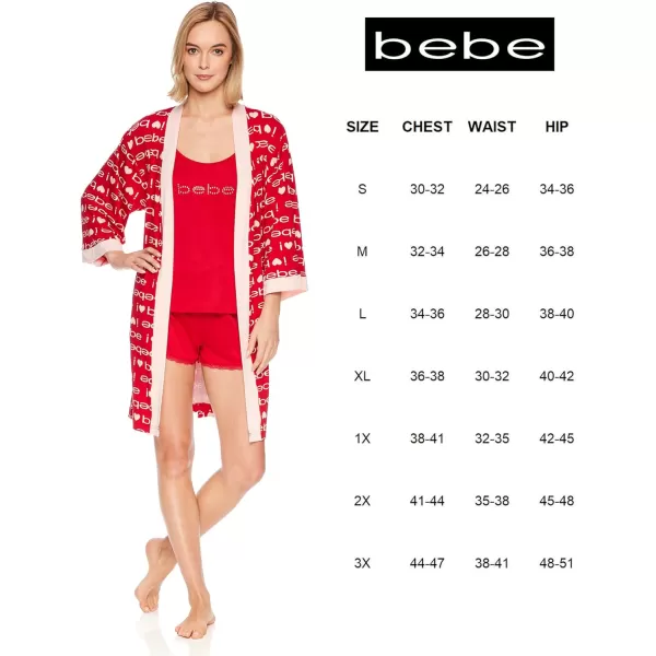 imagebebe Womens Pajamas 3Piece Set Tank Top Pajama Shorts and Short Robe Sleepwear Travel Set Pajama Set Gifts for WomenRed