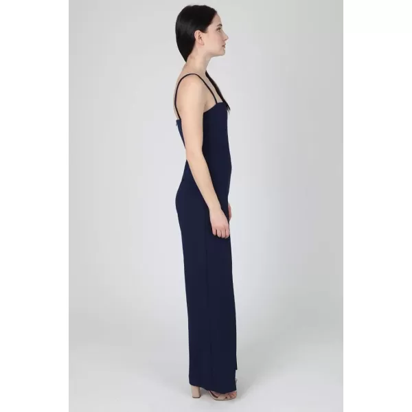 imagebebe Womens Spaghetti Strap Sweetheart Neck Scuba Crepe Jumpsuit with Open Leg PantsNavy