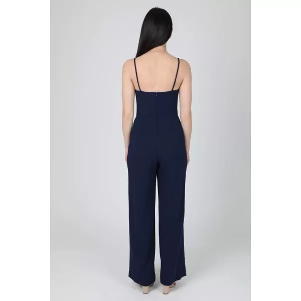 imagebebe Womens Spaghetti Strap Sweetheart Neck Scuba Crepe Jumpsuit with Open Leg PantsNavy