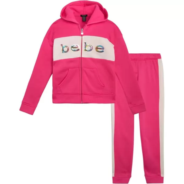 imagebebe Girls Jogger Set  2 Piece Sequin Fleece Zip Up Hoodie and Jogger Pants  Cute Matching Outfits for Girls Sizes 712Berry Rose