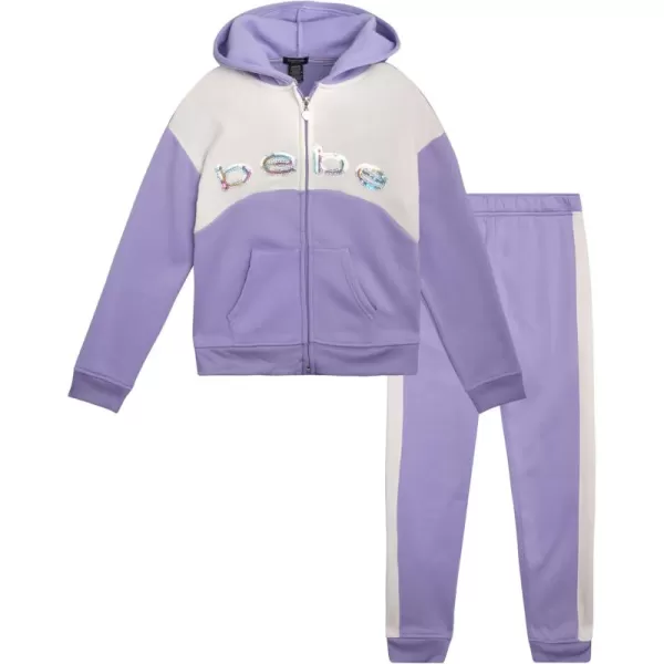 imagebebe Girls Jogger Set  2 Piece Sequin Fleece Zip Up Hoodie and Jogger Pants  Cute Matching Outfits for Girls Sizes 712Lavender