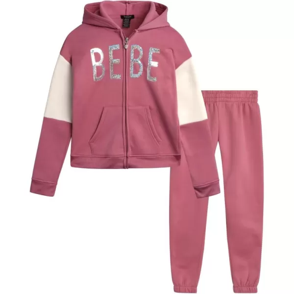 imagebebe Girls Jogger Set  2 Piece Sequin Fleece Zip Up Hoodie and Jogger Pants  Cute Matching Outfits for Girls Sizes 712Rose Blush