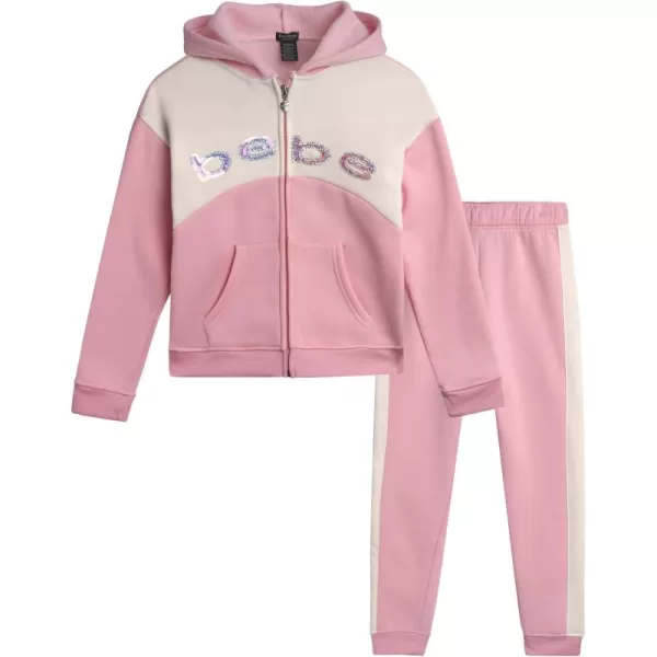 imagebebe Girls Jogger Set  2 Piece Sequin Fleece Zip Up Hoodie and Jogger Pants  Cute Matching Outfits for Girls Sizes 712Rose Shadow