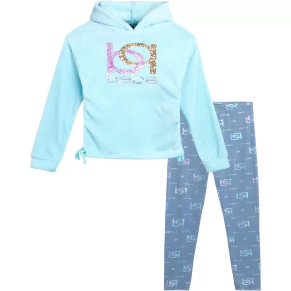 imagebebe Girls Legging Set  2 Piece Sherpa Hoodie Complete Outfit Clothing Set 414Bluegrey