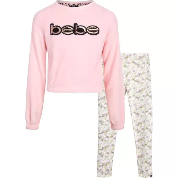 imagebebe Girls Legging Set  2 Piece Sherpa Hoodie Complete Outfit Clothing Set 414Pink Vanilla