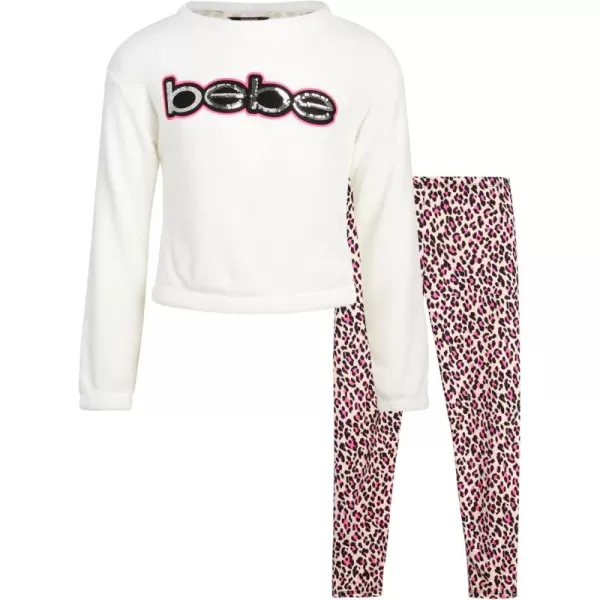 imagebebe Girls Legging Set  2 Piece Sherpa Hoodie Complete Outfit Clothing Set 414Rose Animal