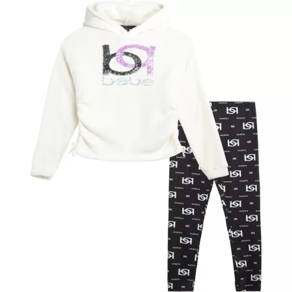 imagebebe Girls Legging Set  2 Piece Sherpa Hoodie Complete Outfit Clothing Set 414Vanilla Ice