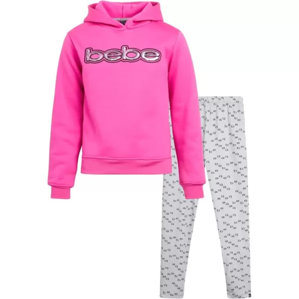 imagebebe Girls Legging Set  2 Piece Yummy Fleece Hoodie Sweatsuit Kids Clothing Set Size 716Hot Pink Grey