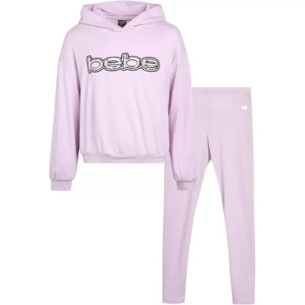 imagebebe Girls Leggings and Hoodie Set  Soft Hooded Pullover Sweatshirt and Ribbed Leggings  2 Piece Comfy Clothes for GirlsOrchid