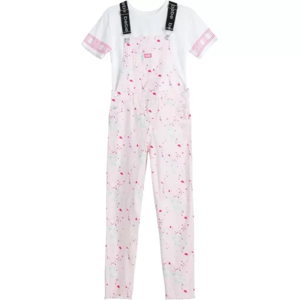 imagebebe Girls Overalls  Short Sleeve TShirt and Jogger Sweatpants 2Piece Romper JumpsuitPink