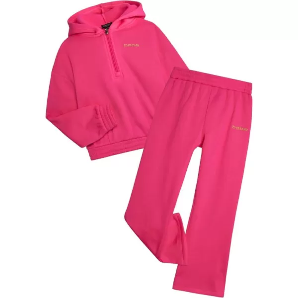 imagebebe Girls Pants Set  2 Piece Fleece 14 Zip Pullover Hoodie and Flare Sweatpants  Stylish Activewear Set for Girls 712Candy Pink