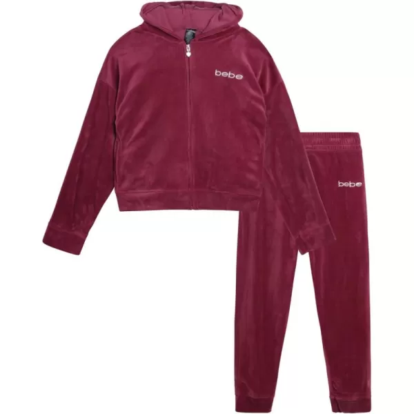 imagebebe Girls Sweatsuit Set  2 Piece Velour Zip Sweatshirt and Jogger Sweatpants  Youth Tracksuit Set for Girls 712Muted Berry