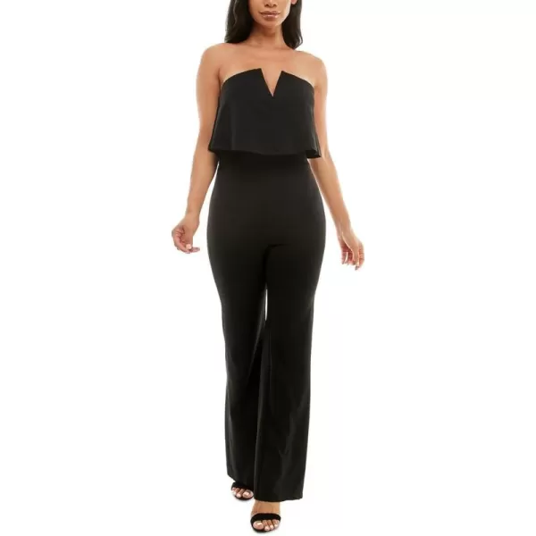 imagebebe Womens Juniors Strapless Wide Leg JumpsuitJet Black