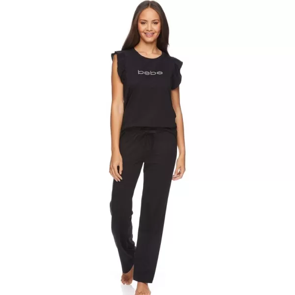 imagebebe Womens Pajama Sets Short Sleeve Lounge Shirt and Pajama Pants Sleepwear SetBlack