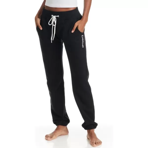 imagebebe Womens Plus Size Sweatpants Joggers French Terry Lounge Pants with Gathered Cuffs Logo Pajama Pants 1X 2X 3XBlack