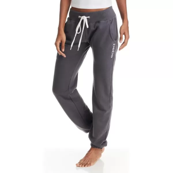 imagebebe Womens Plus Size Sweatpants Joggers French Terry Lounge Pants with Gathered Cuffs Logo Pajama Pants 1X 2X 3XCharcoal