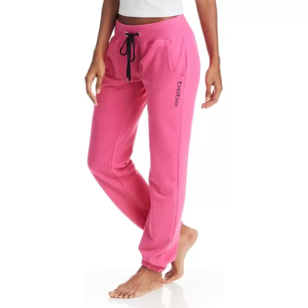 imagebebe Womens Plus Size Sweatpants Joggers French Terry Lounge Pants with Gathered Cuffs Logo Pajama Pants 1X 2X 3XFuchsia