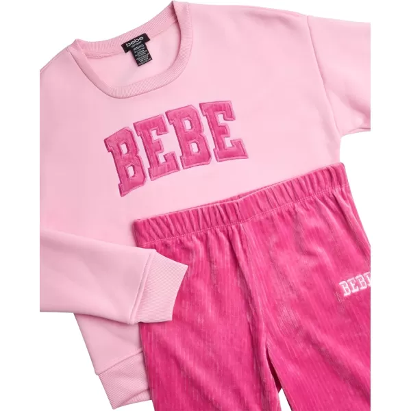 imagebebe Girls Activewear Set  Fleece Pullover Sweatshirt and Flare Leggings for Girls with Ribbed Velour Applique Logo 712Pink Power