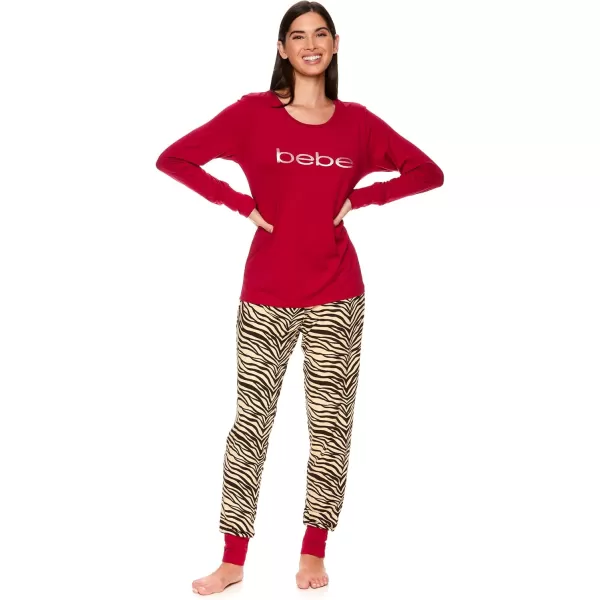 imagebebe Womens Long Sleeve Shirt and Lounge Skinny Pajama Jogger Pants Sleepwear Set  Sangria Medium