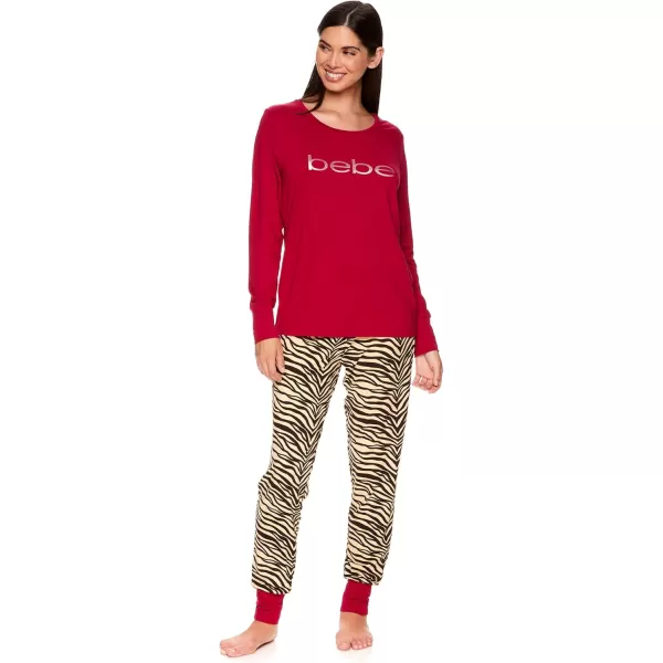 imagebebe Womens Long Sleeve Shirt and Lounge Skinny Pajama Jogger Pants Sleepwear Set  Sangria Medium