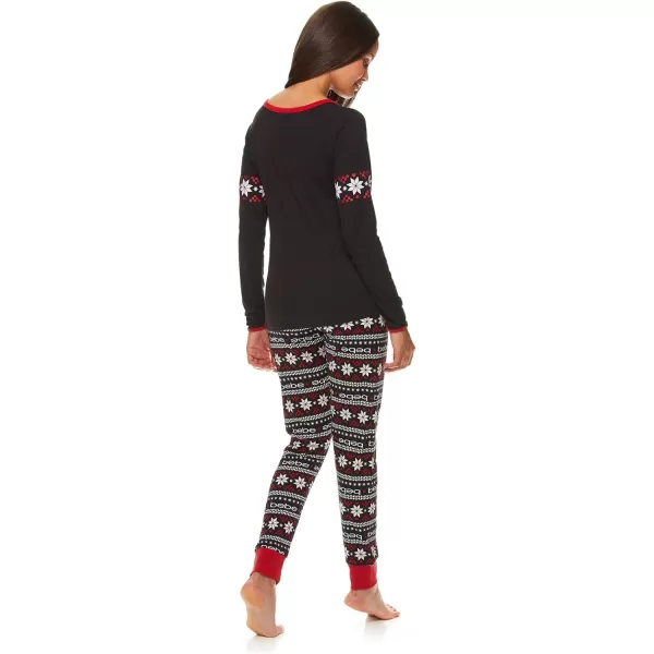 imagebebe Womens Long Sleeve Shirt and Skinny Leg Pants Lounge Pajama Sleep SetBlack Pink